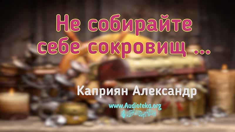 Обложка: Не собирайте себе сокровищ – Каприян Александр